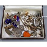 A group of assorted cufflinks including silver.