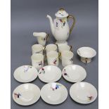 A Royal Doulton Art Deco porcelain coffee set, with geometric pattern, coffee pot 20.5cm