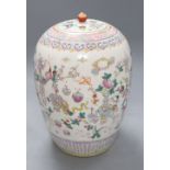 A Chinese famille rose 'Hundred Antiques' jar and cover