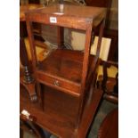 A late Georgian mahogany washstand, later top on square section legs, W.33cm, H.76cm