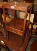 A late Georgian mahogany washstand, later top on square section legs, W.33cm, H.76cm