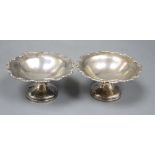 A pair of George V silver pedestal bonbon dishes, Mappin & Webb, Birmingham, 1925, height 64mm,