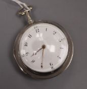 A George III silver pair cased keywind verge pocket watch by Thomas Pegden, Sandwich, with Arabic