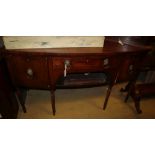 A Regency bow-fronted mahogany sideboard, W.152cm, D.62cm, H.88cm