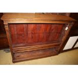 A late Victorian oak open bookcase, W.137cm, D.31cm, H.116cm