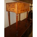 A George III satinwood drop leaf work table, W.53cm, D.36cm, H.73cm