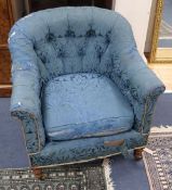 A Howard & Son upholstered tub armchair, stamped and numbered, W.76cm, D.66cm, H.72cm