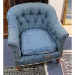 A Howard & Son upholstered tub armchair, stamped and numbered, W.76cm, D.66cm, H.72cm