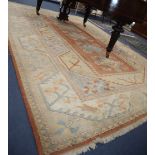 A Caucasian design geometric carpet, 380 x 263cm