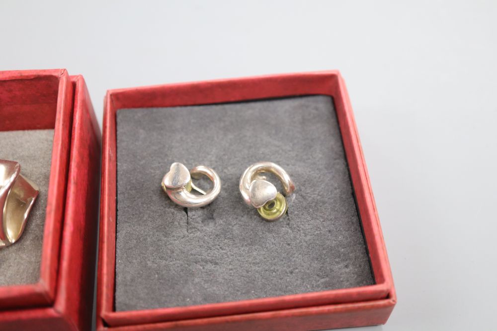 Regitze Overgaard for Georg Jensen, a pair of sterling silver 'heart' earrings and a pair of - Image 3 of 3