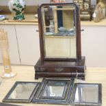 An 18th century mahogany toilet mirror together with a triptych mirror