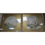 F. Sherrell, pair of watercolours, Mountain landscapes, tondo, 39cm