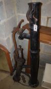 Two late Victorian cast iron hand well pumps