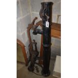 Two late Victorian cast iron hand well pumps