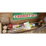 A boxed Jacques croquet set