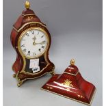 A red japanned bracket clock, height 32cm (clock)