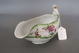 A Worcester 'Cos lettuce' leaf sauceboat, c.1760, length 25cm