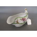 A Worcester 'Cos lettuce' leaf sauceboat, c.1760, length 25cm