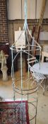 A wrought iron garden growing frame, width 42cm, height 205cm