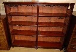 A Victorian mahogany open bookcase, width 167.5cm, depth 31.5cm, height 146cm