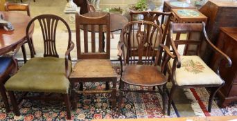 Four various antique chairs