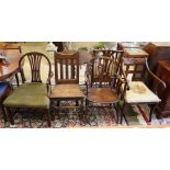 Four various antique chairs