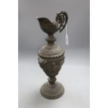 A Cellini style cast spelter ewer side ornament, height 40cm