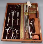 An early 20th century British Army field surgeon's set by Arnold & Son, the brass mounted mahogany