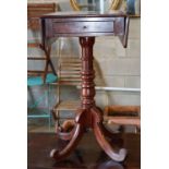 A mahogany occasional table with drop leaves on stand, width 39cm, depth 53cm, height 73cm