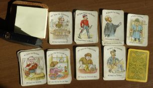 A c.1900 card game of FUNNY FAMILIES Glevum series by Woolley & Co. 9 Families. 32 card. 4 missing.