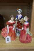 Two Royal Doulton figures and a Samson figure, tallest 25cm