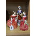 Two Royal Doulton figures and a Samson figure, tallest 25cm