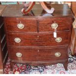 A bow front mahogany chest of drawers, width 84cm, depth 47.5cm, height 86cm