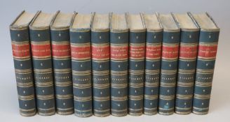 Dickens, Charles - The Works, 15 titles in 11 vols, 8vo, half blue morocco, Chapman and Hall, London