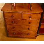 A Victorian mahogany chest of three long and two short drawers, width 100cm, depth 47cm, height