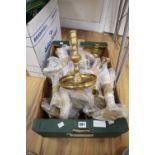 A large quantity of mixed brass candlesticks