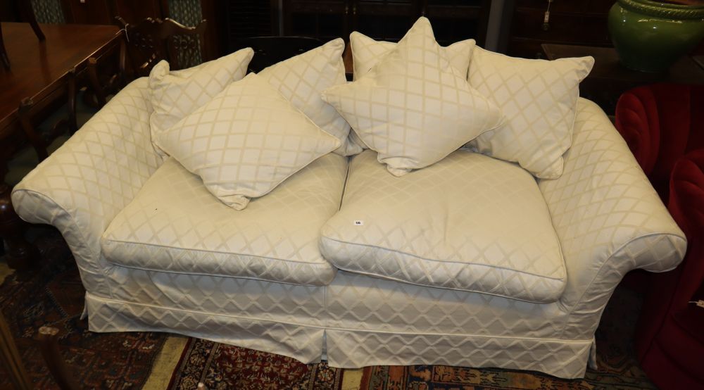 A contemporary upholstered two seater settee by Highly Sprung, length 220cm (See Lot 57)