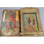 Two 19th century Russian icons, largest 18 x 12cm