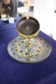 A French brass and champleve enamel watch stand, signed F Barbedienne, height 10cm