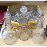 Three Regency decanters and a quantity of stoppers