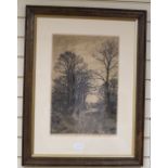 Fred Slocombe (1850-1915), engraving, "The Twilight Hour", signed in pencil, 51 x 34cm