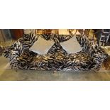 A Sofology zebra pattern lounge sofa, length 258cm, depth 100cm, height 81cm