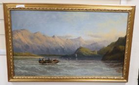 F W Bartholomew, oil on canvas, 'Head of Loch Lomond', signed, 44 x 75cm