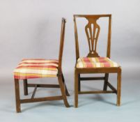 A set of ten George III country Chippendale mahogany dining chairs, with pierced splats and drop