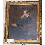 Victorian School, oil on canvas, Portrait of a seated gentleman, 28 x 23cm