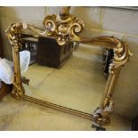 A gilt and gesso overmantel mirror, width 117cm, height 116.5cm