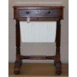 An early Victorian mahogany work table, Width 53cm