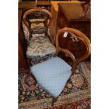 A set of three Victorian balloon back dining chairs