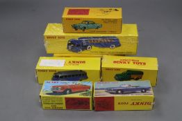 Seven Dinky Toys Atlas Editions models of French cars, buses and a tanker, 511, 528, 25Q, 29D,