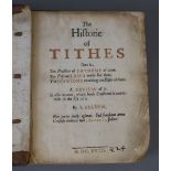 Selden, John - This History of the Tithes, qto, calf, covers detached, lacking spine, foredge to